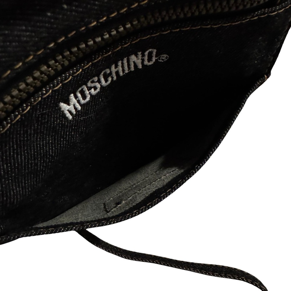 VTG 80s Moschino Denim Mini Pouch & Crossbody Bag Set Why Can't We Live in Peace - Picture 4 of 12